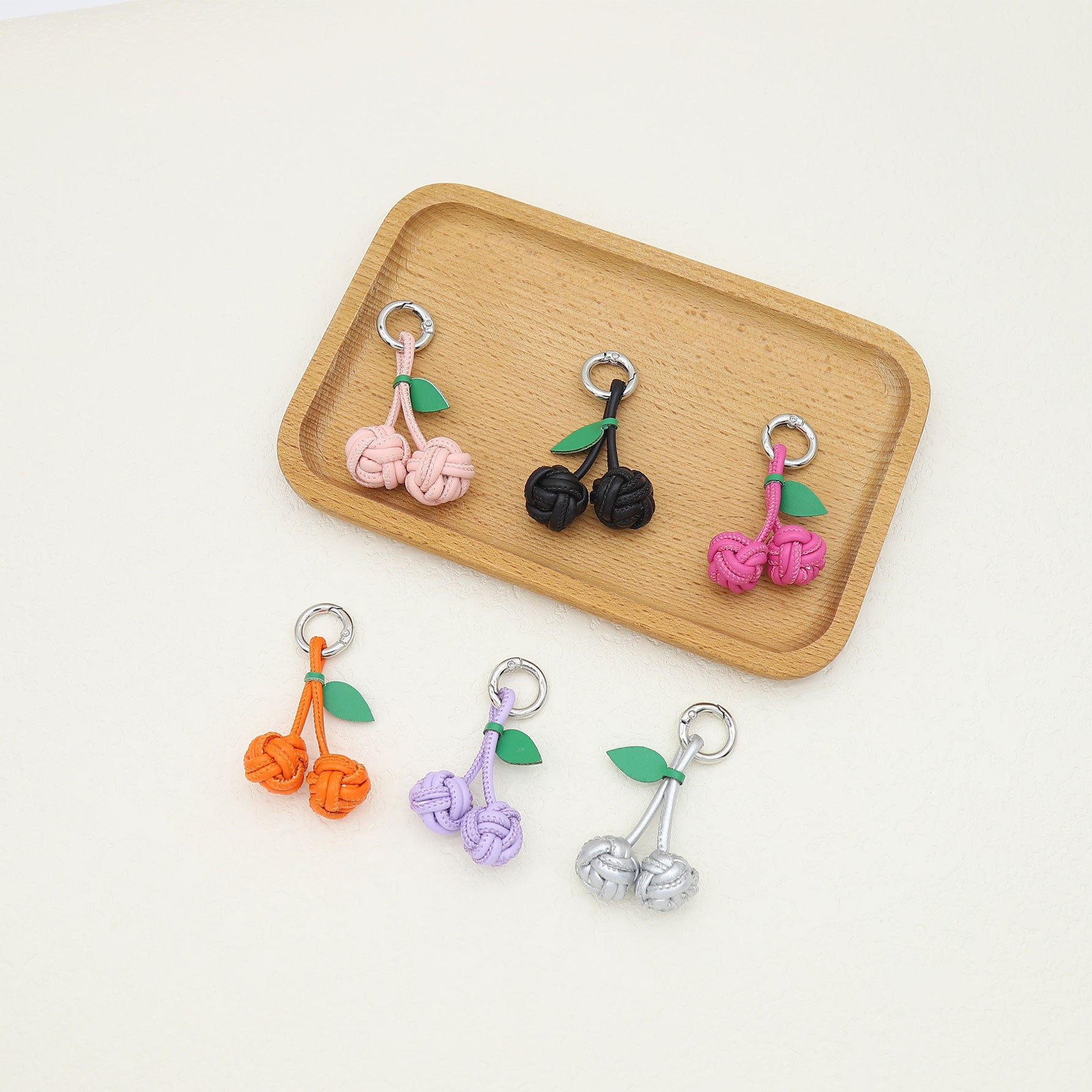 Wholesale Exquisite PU cherry shoe hanging woven ball pendant key chain bag hanging